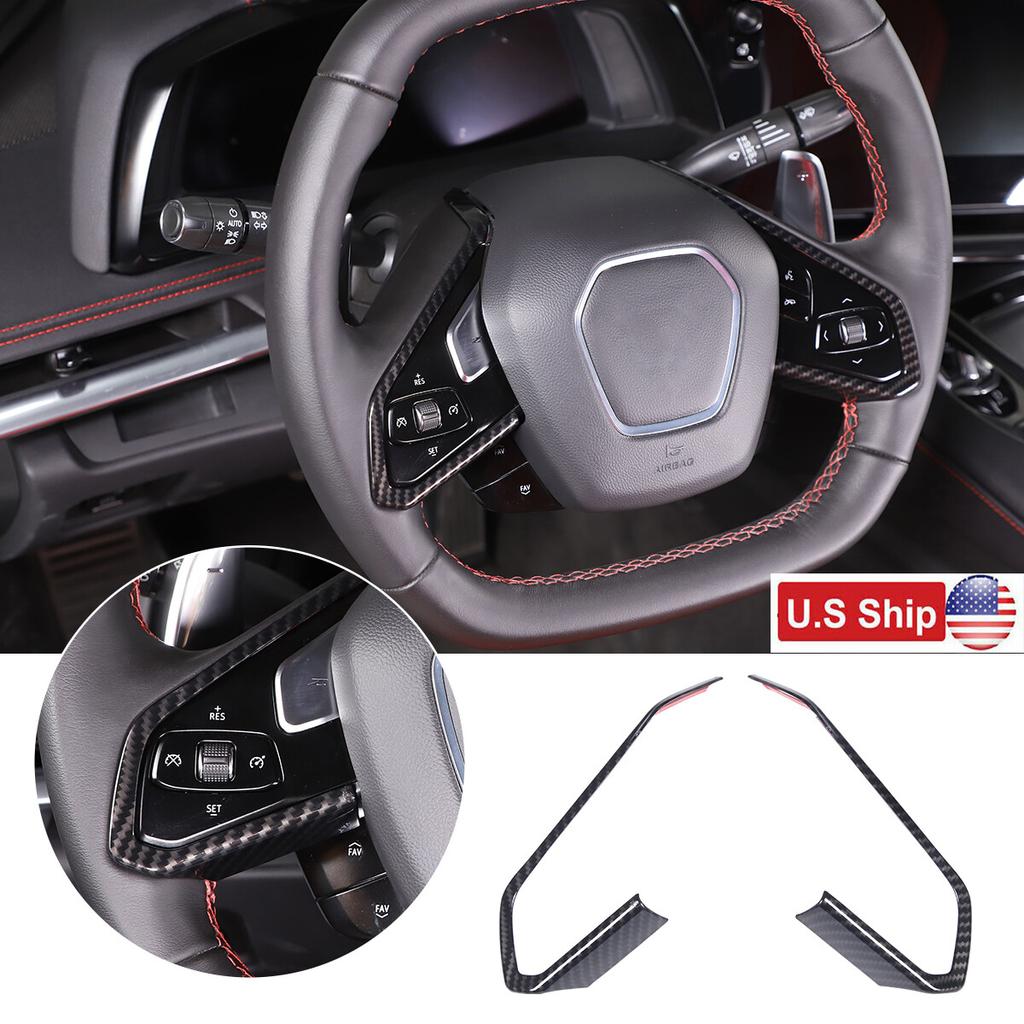 Carbon Fiber Interior Steering Wheel Trim Cover For Corvette C8 -2025 US