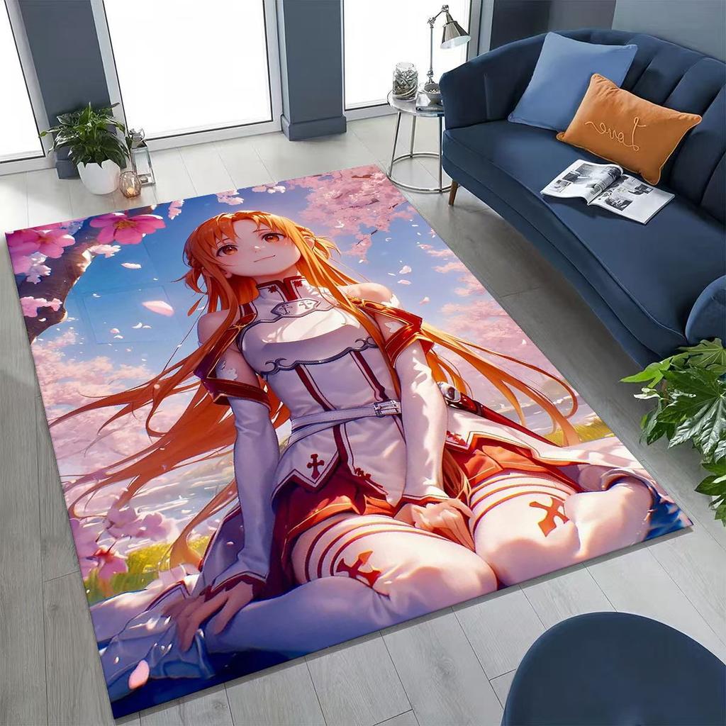 Anime SAO Sword Art Online Cartoon 3D Rug for Bedroom Living Room Sofa Home Doormat Decor, Large Kids Play Non-slip Floor Mat