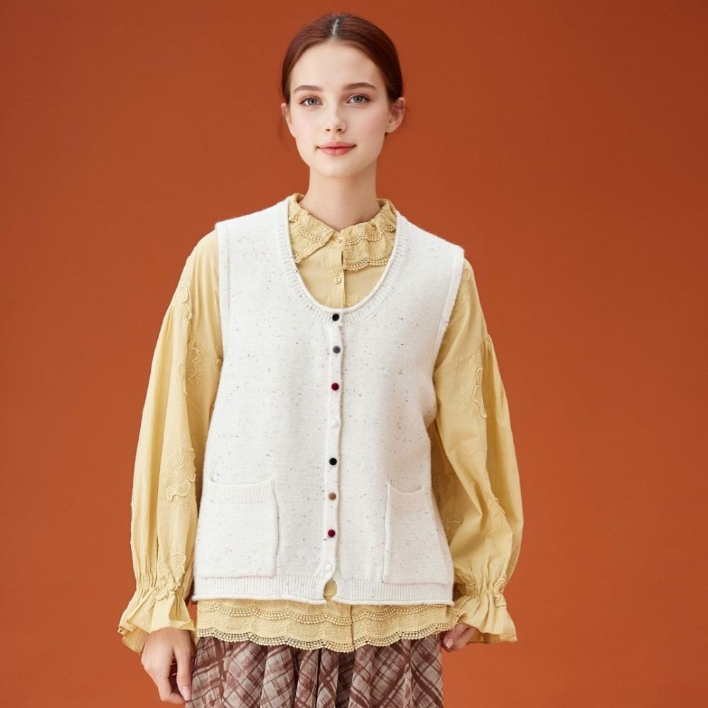 DIMANAF 2026 Autumn Women Sleeveless Vest Sweaters Knitting Buttons Casual Style Loose Sweater