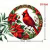 Cardinal Bird Metal Tin Sign 2D Round Wall Art Rustic Home Decor Garden Bar