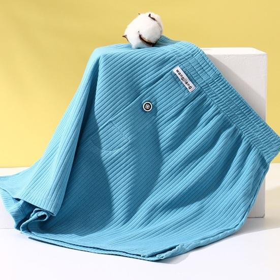 Men Pajama Shorts Elastic Waist Soft Breathable Homewear Solid Color Whorl Texture Stretchy Casual Loose Quick Dry Men Mini Short Pants