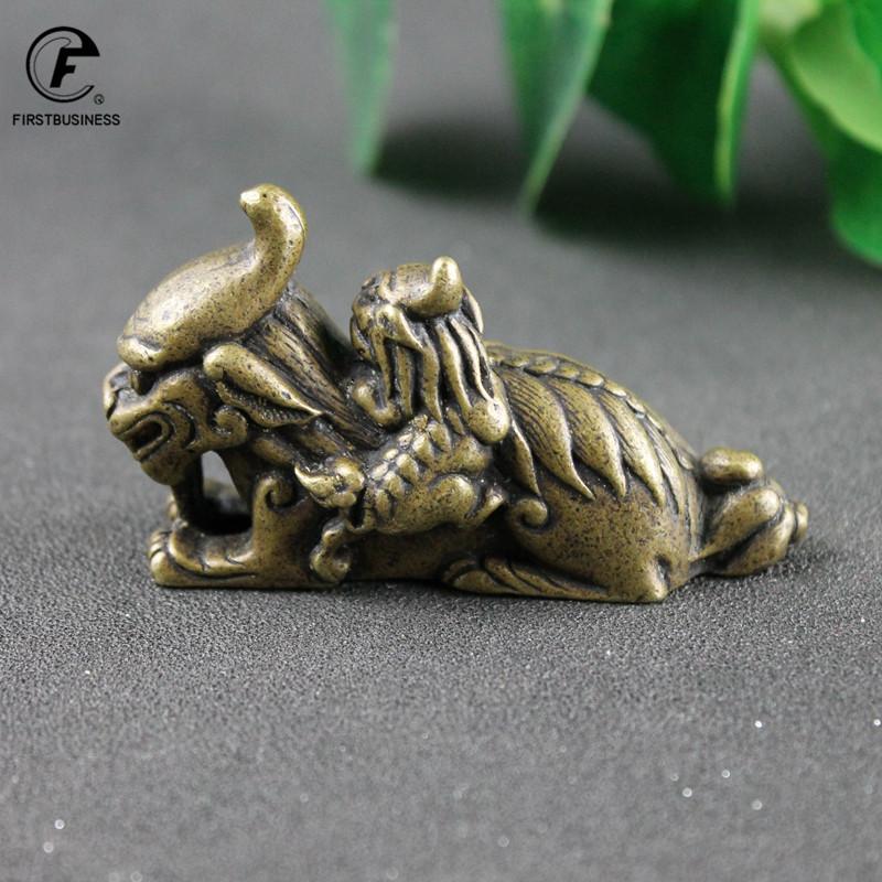 Bronze Brass Beast Affection PiXiu Ornament Decoration Lucky China Mythical Animal Figurines Miniatures Study Desk Decor Crarfts