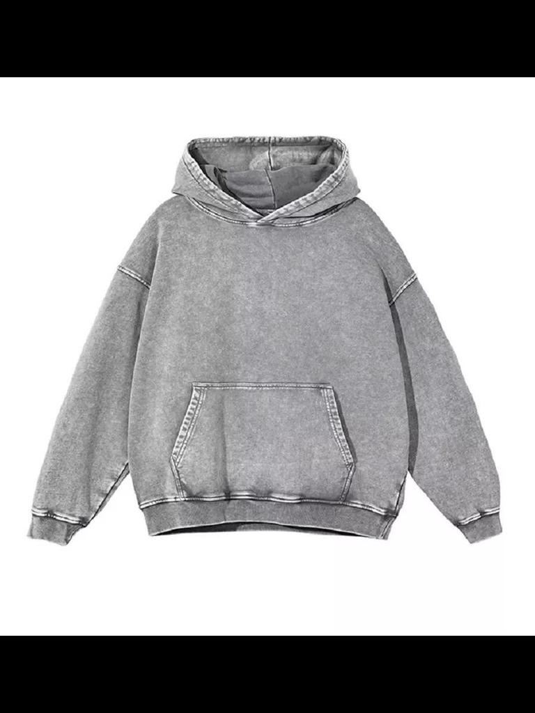 2024 Autumn/Winter Oversized Retro Washed Hooded Sweatshirt - European/American Style