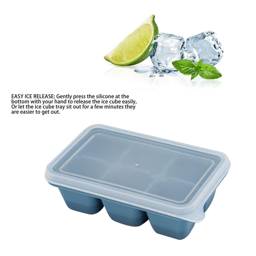 Trays Multipurpose 6 Grids Reusable Leakage Proof Easy Release Soft Bottom Silicone   Molds with Removable Lid