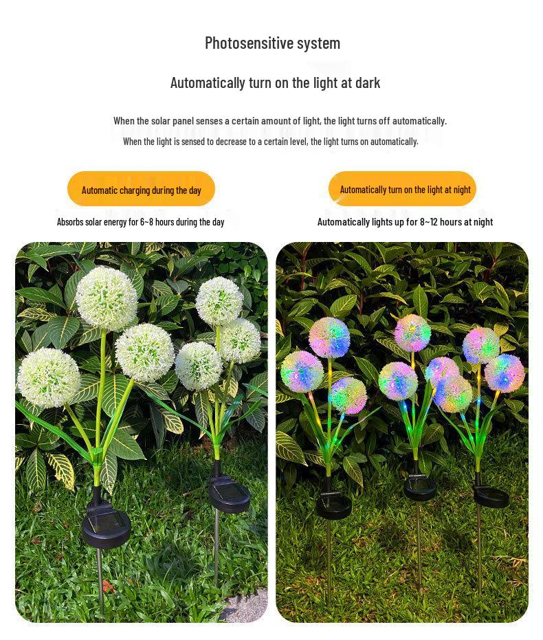Solar Dandelion Flower Courtyard Light - Outdoor Decorative Onion Ball Atmosphere Lamp