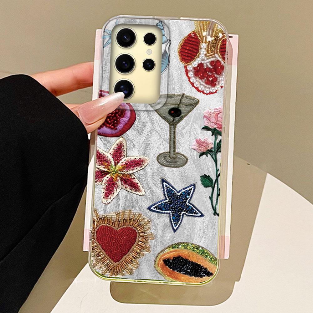 

Planet Fruit Sun Face Feather Texture Trendry Phone Case for Samsung Galaxy S25 S24 S23 S22 S21 FE Plus Ultra TPU Silicone Cover Galaxy S24 FE