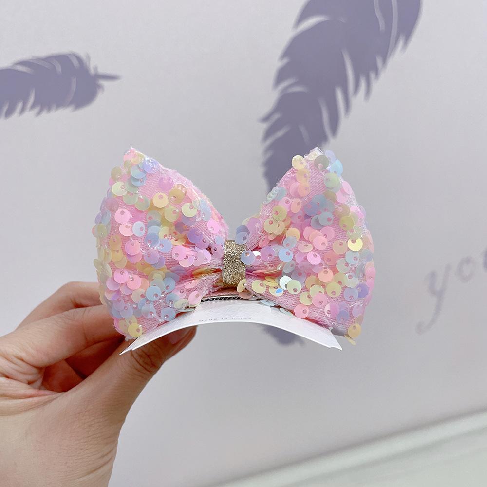 2025 Spring New Korean Mermaid Sequin 3D Bow Hair Clips, Girls Princess Style Fresh Top Clips, Hair-Friendly Barrettes
