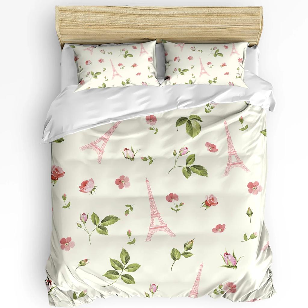 Pink Flower Peach Blossom Duvet Cover With Pillow Case Custom 3Pcs Bedding Set Quilt Cover Double Bed Home Textile