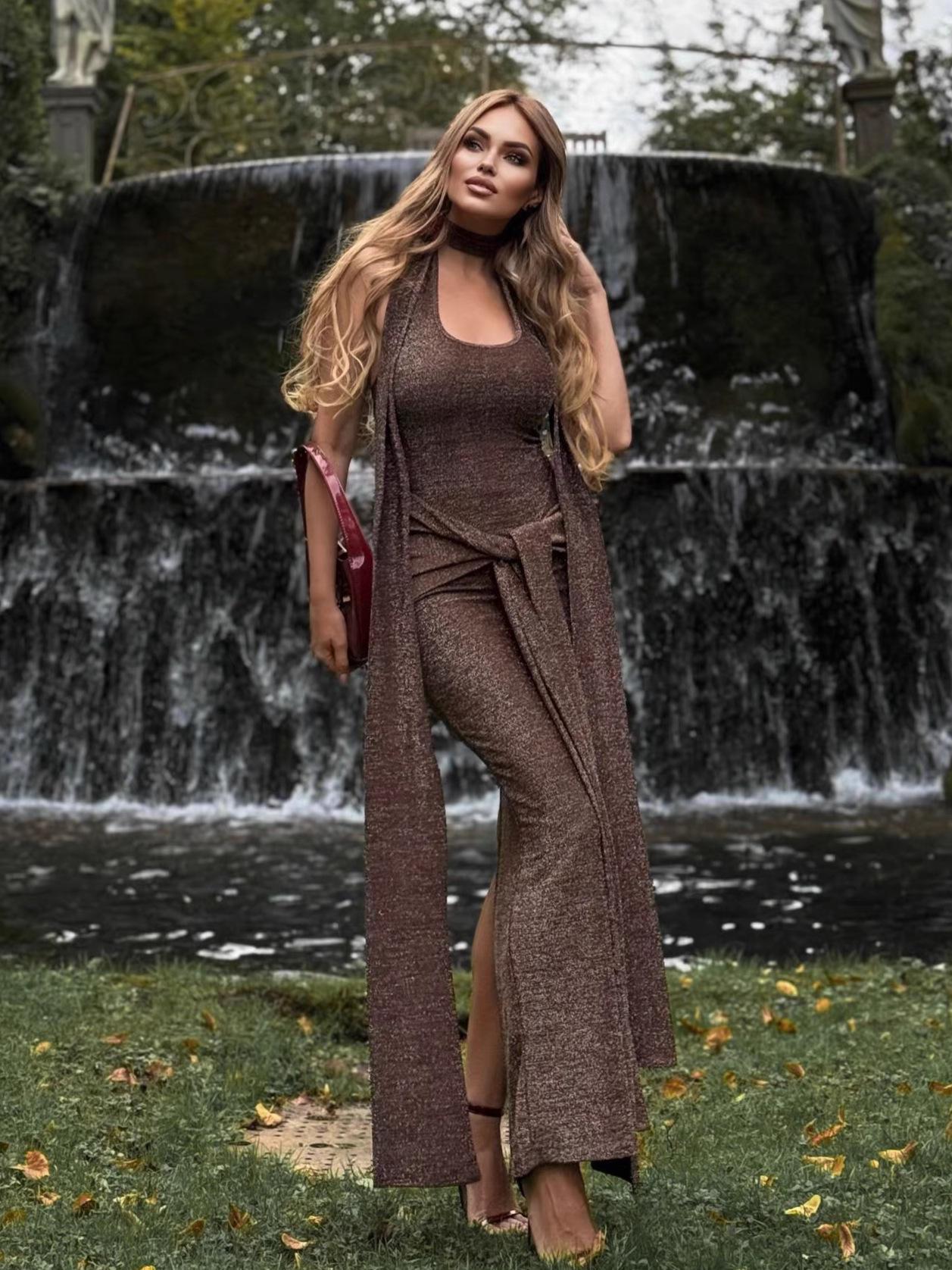 Melade Silver Thread U-Neck Stretch Dress XL