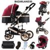 BAZARLAND30. 3-in-1 Portable Baby Stroller, Aluminum Frame for Newborn. Red