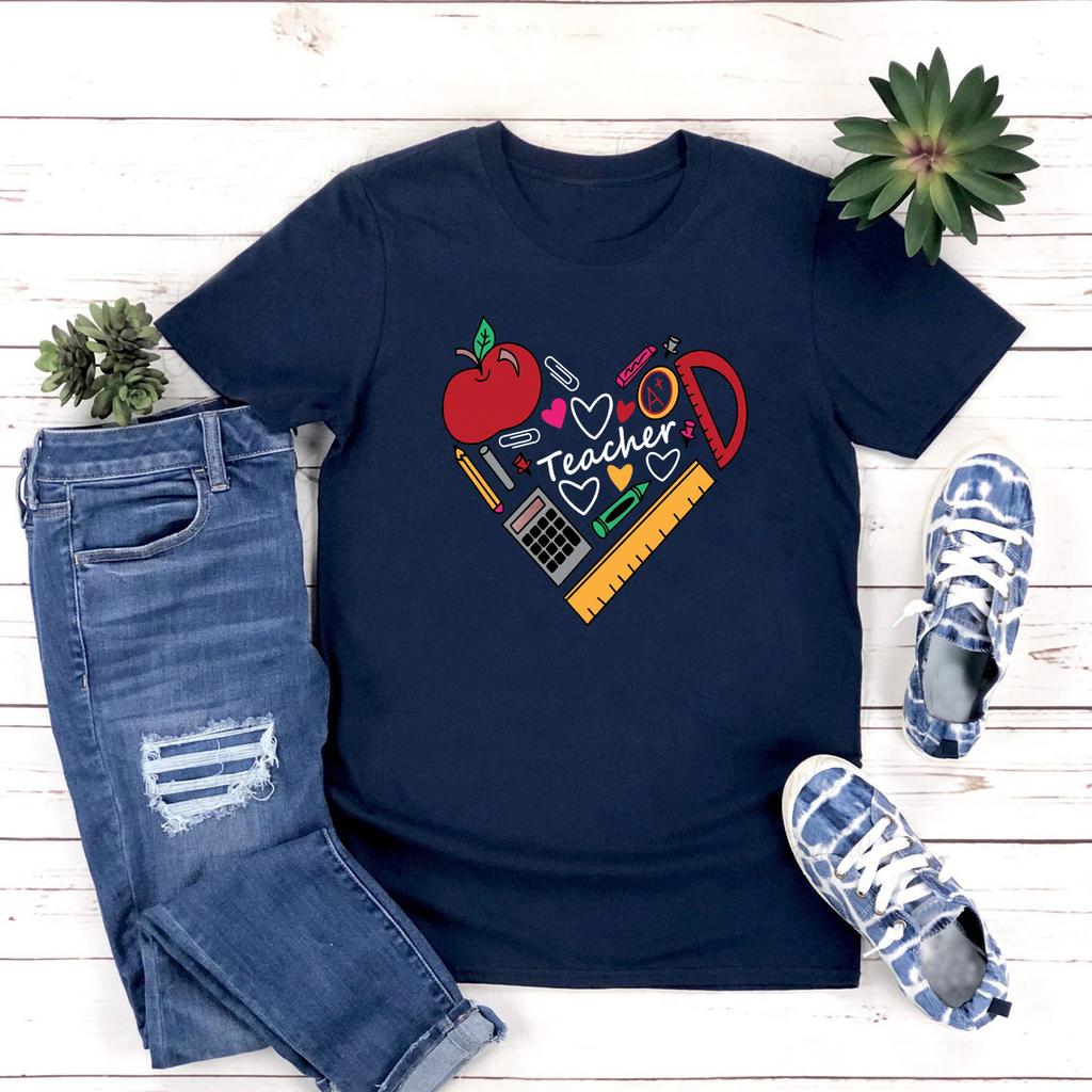 Inspirational Teacher TShirt Teach Love Inspire Tshirt Back To School Shirt Casual Short Sleeve Womens Tees Streetwear Tops