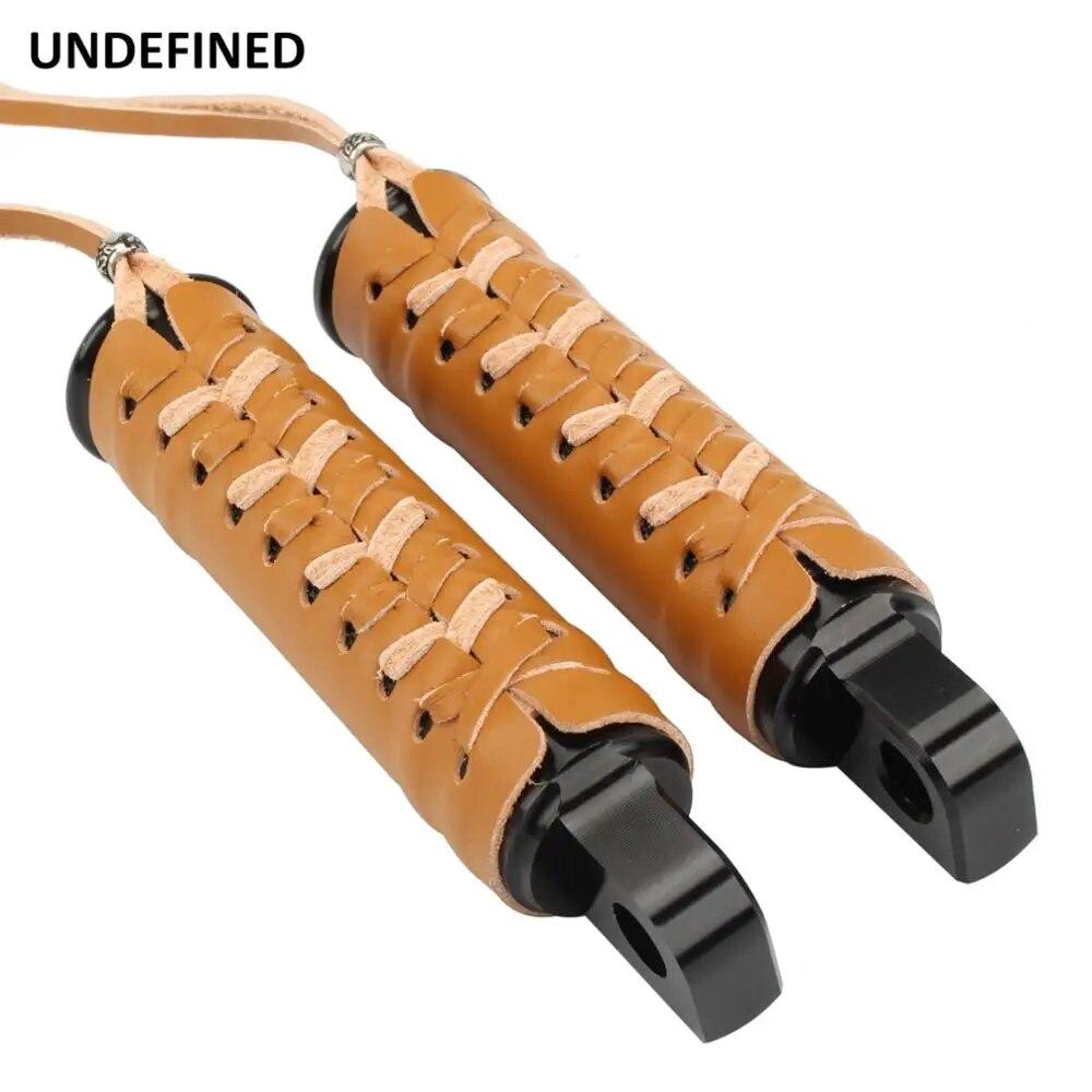 Kryt stupaček motocyklu Vintage PU kůže Obal stupačky pro Harley Indian Chief Classic Touring Cafe Racer Chopper Bikes