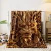 Intricate golden dragon with swirling patterns and glowing eyes. for all seasons blanket lunch break throw gift