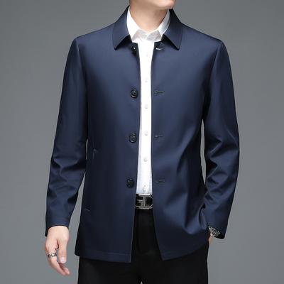 Spring New Lapel Jacket Men's Solid Color Thin Single-breasted Jacket Men's Casual Dad Jacket