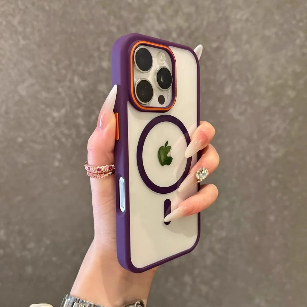 Contrast Color Suitable for Apple 16promax Mobile Phone Case Magsafe Magnetic Charging IPhone15 14 Transparent Ip13