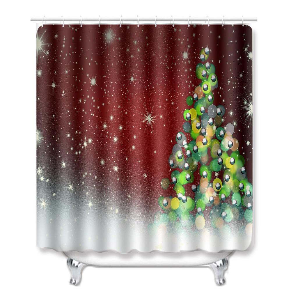Christmas Bathroom Shower Curtain Four-Piece Floor Mat Toilet Non-Slip Door Mat Bedroom Living Room Absorbent Carpet