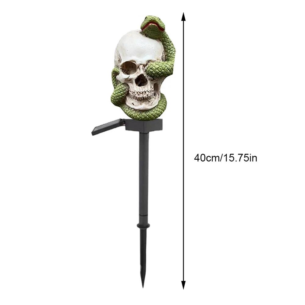 Halloween Skull Head Decor Lawn Lamp Outdoor Garden Yard Solar Powered Pathway Atmosphere Light String Lantern Holiday Party