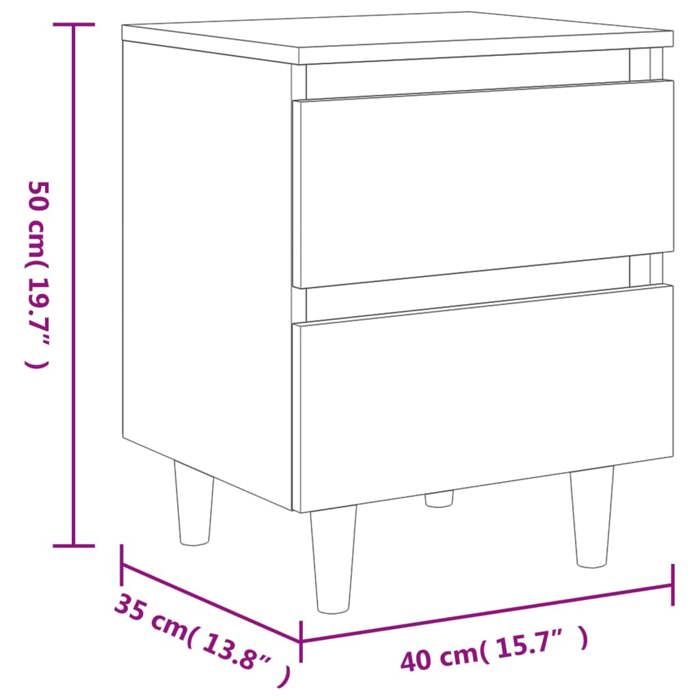 VidaXL Tables de chevet pieds en pin 2 pcs chêne sonoma 40x35x50 cm 805858