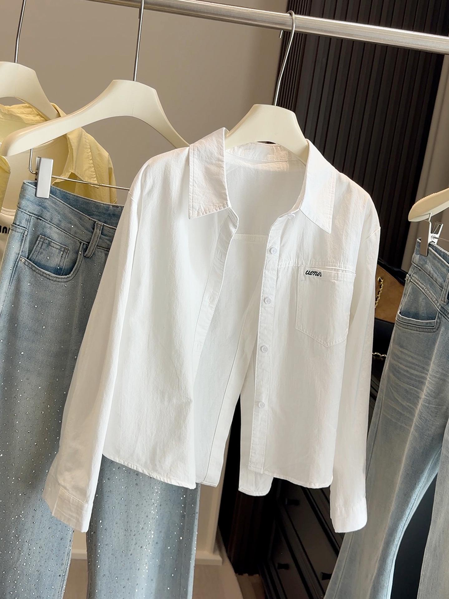 

Women s Washed Cotton Long-Sleeve Shirt - Spring 2026 Bestseller with Unique Back Slit Design. One Size білий