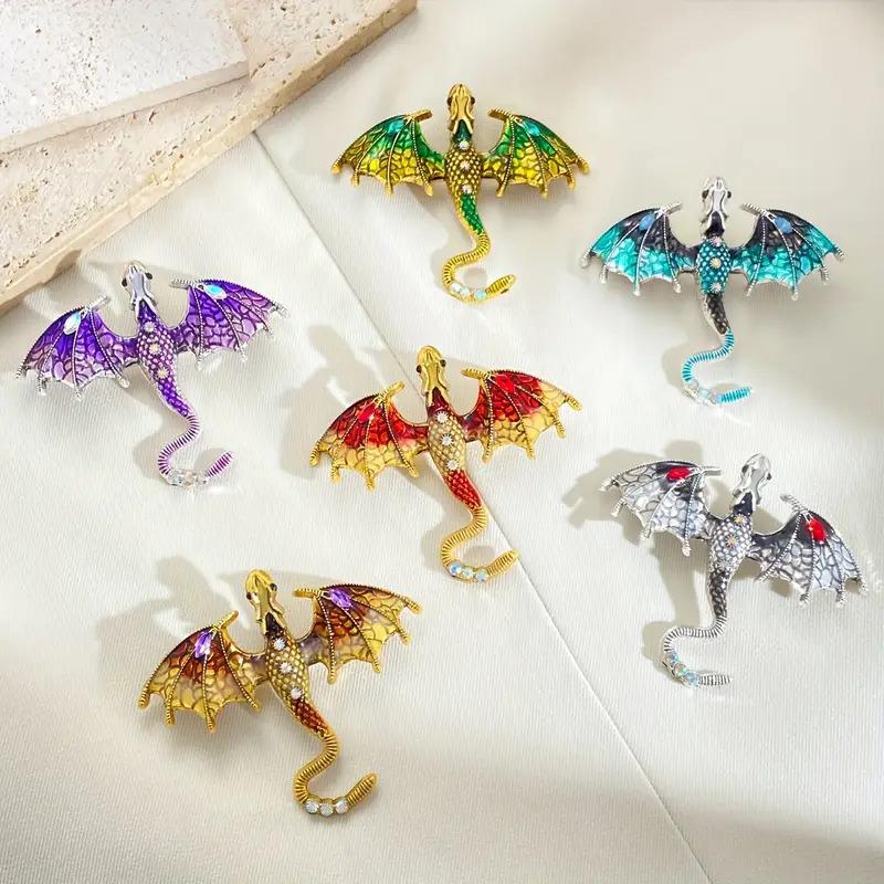 1PC Jewelry Gorgeous Brooch Gift Dragon Design Shining Pin Luxury Rhinestones Fashion Clothing Accessories Cool Multicolor