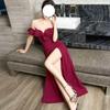 Hotel Banquet High Split Dress Night Temperament One Word Shoulder Tube Top Dress Hip Evening Dress Women