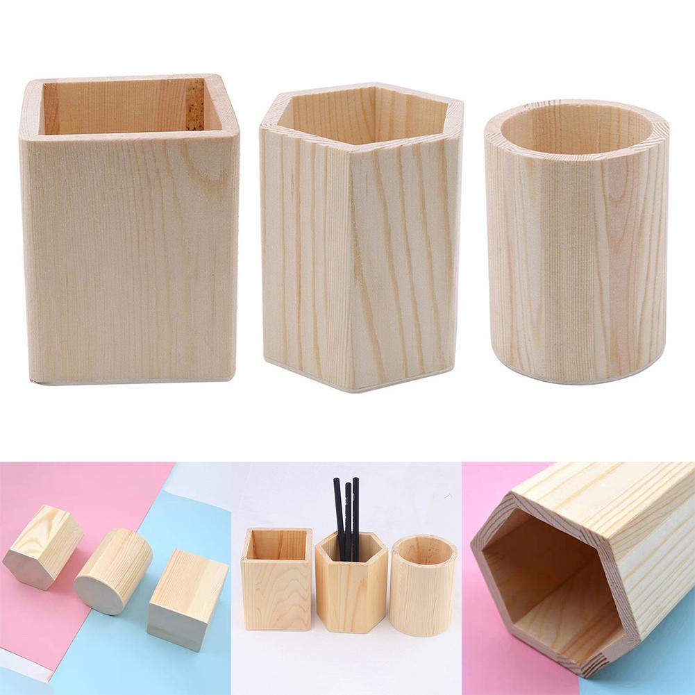 Desk Organizer Pencil Holder Wooden Pen Holder DIY Painting