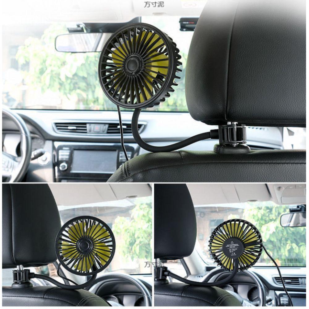 3-speed Adjustable Auto Headrest Cooling Fan 5 Fan Blades 360 Rotation Fan  Headrest Ventilation