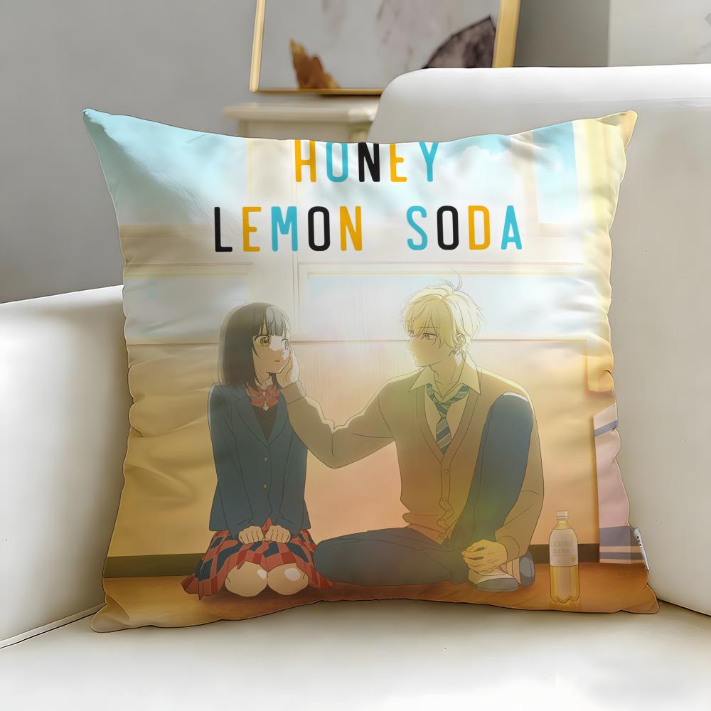Classic Anime Honey Lemon Soda Cushion Cover Soft  EasyWash Pillow Case  Versatile for Couch Bed Travel and Office