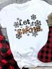(Asian Size) Women Holiday Print Tee Top festival Merry Christmas New Year letter sweet 90s Casual  Lady Short Sleeve Fashion Graphic T-shirts
