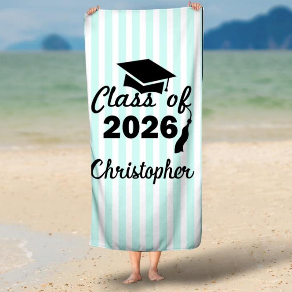 Graduation Beach Towel, Grad Gift for Him and Her, Perfect for College High School Graduation Souvenir Present