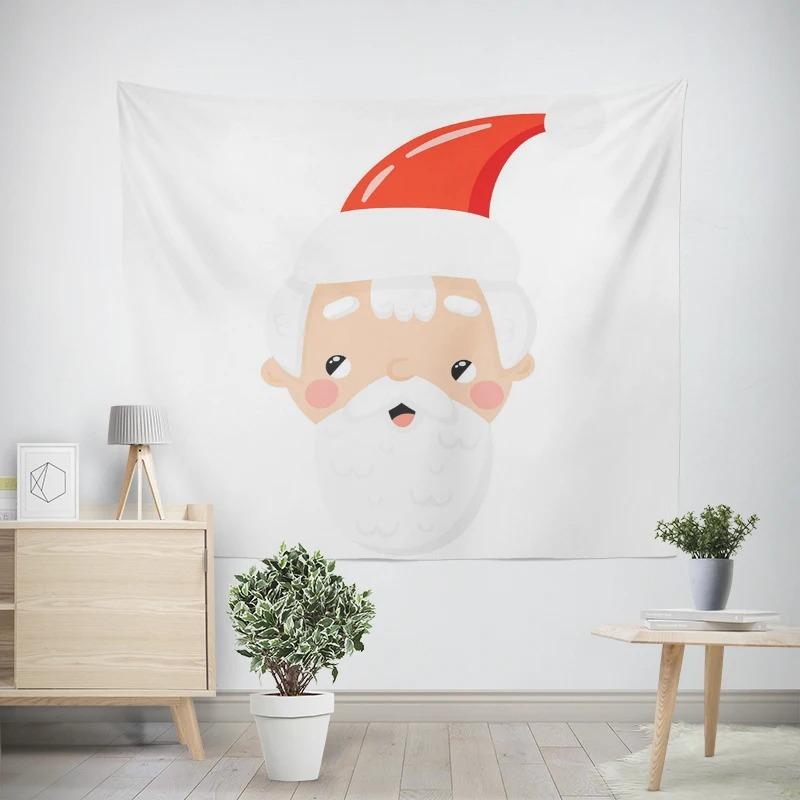 Christmas New Year Cartoon Santa Claus Pattern Living Room Bedroom Decorative Tapestry