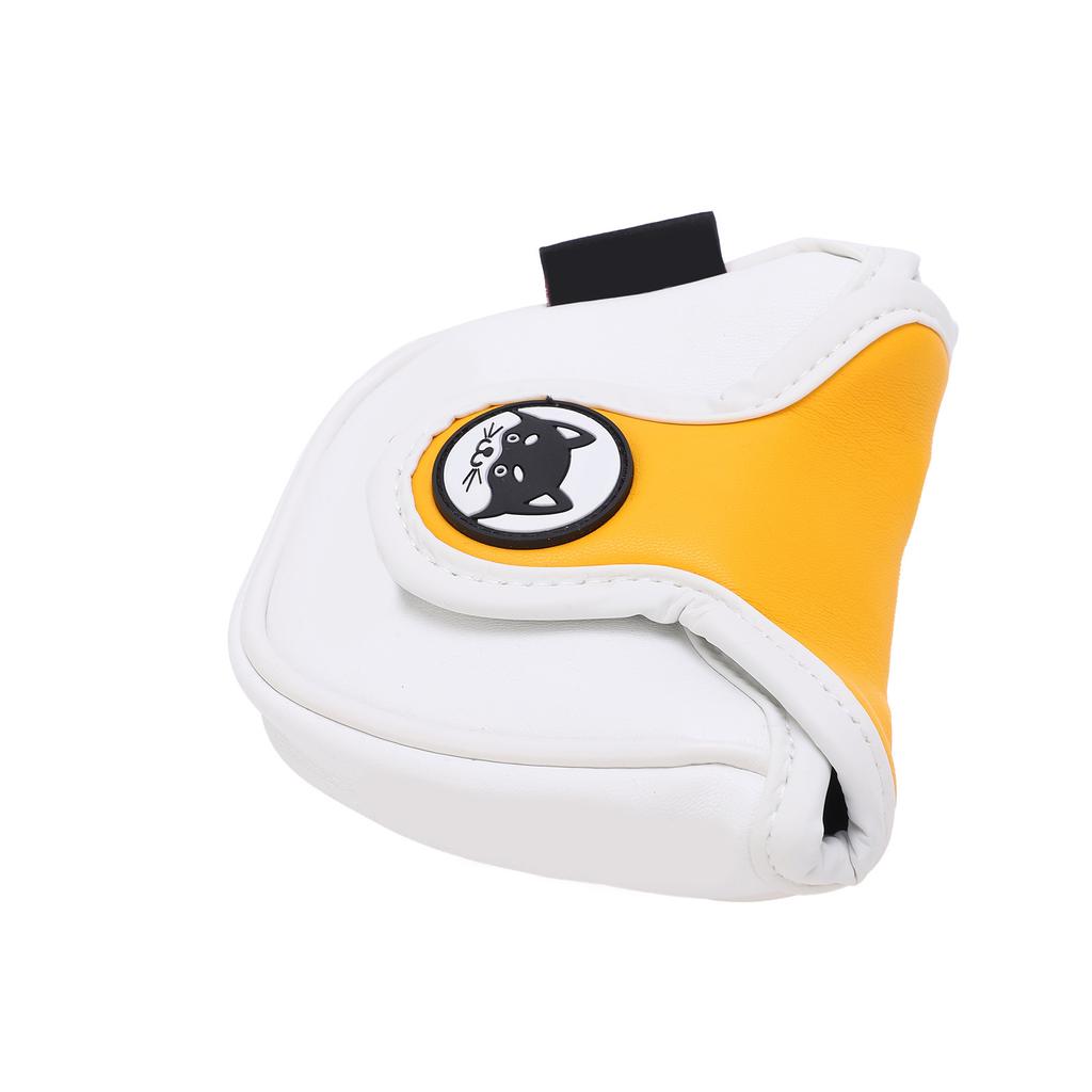 PU Leather   Putter Head Covers with Magnetic Closure Waterproof Cartoon Thicken Plush     Headcover(Yellow White )