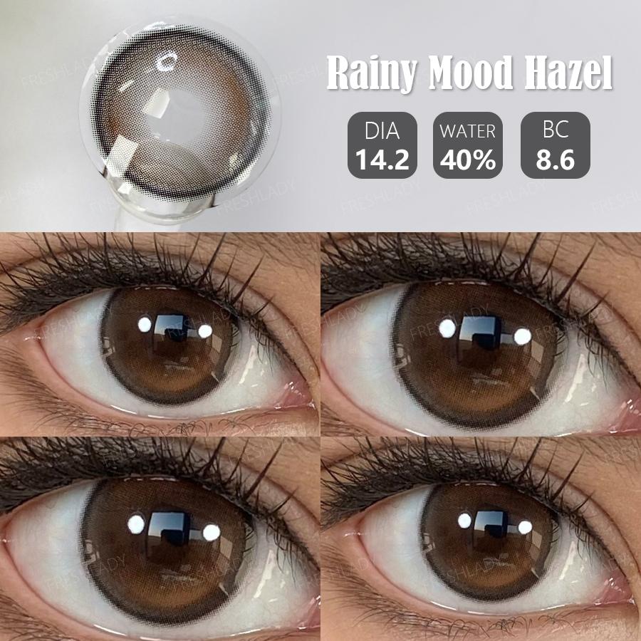 FreshLady 1 Pair 2pcs 14.20mm Natural Brown Colored Contact Lenses, Yearly Disposable 40% Water Contact Lenses