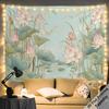 Bohemian Lotus Flower Tapestry Wall Hanging Pond Nature Decor Tropical Watercolor Art for Living Room Boho Bedroom Accent