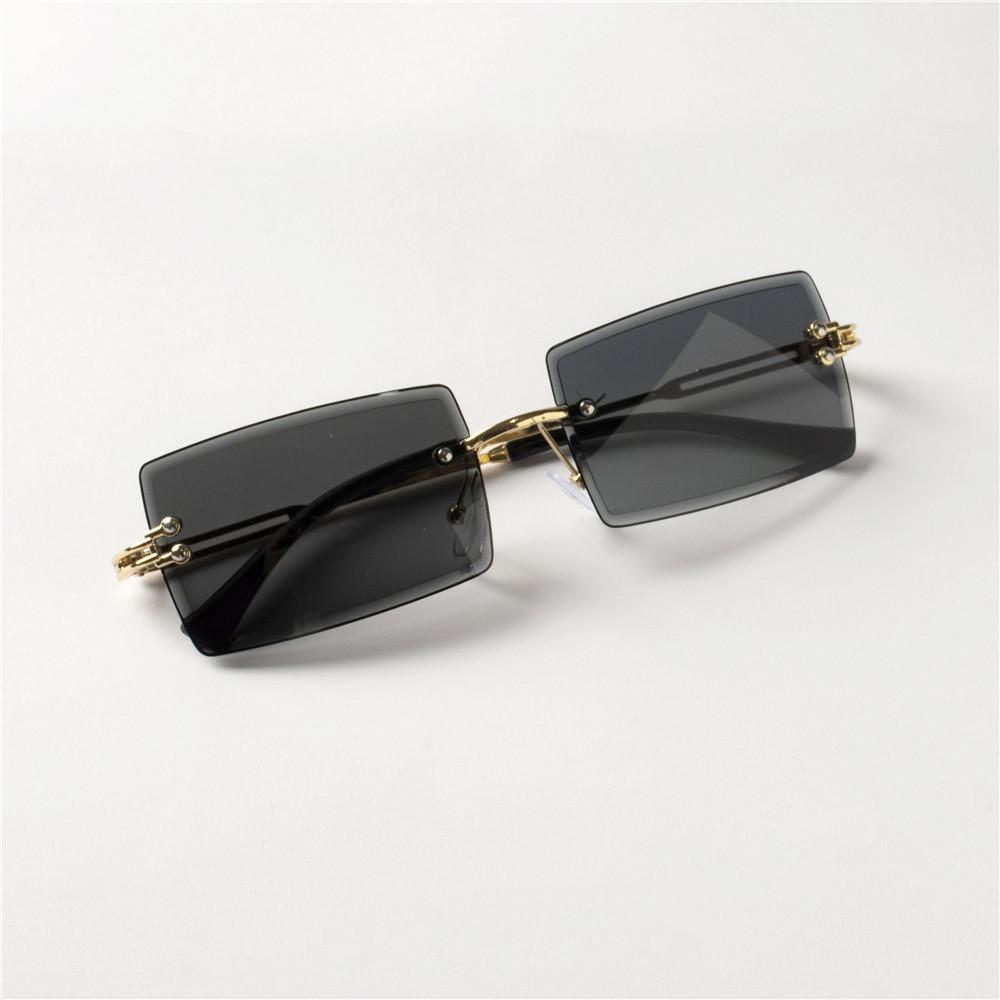 Fashion Rimless Sunglasses Women Trendy Small Rectangle Sun Glasses  Summer Traveling Style Brown Shades for Men