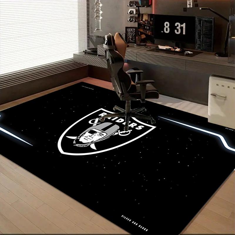 1PC Raiders Team Logo Design Rug Game Carpet, Floor Mat for Bedroom Living Room Entryway Rug, Home Decor Idea Gift for Christmas birthday