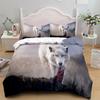 Wolf Animal Bedding Set King Queen Black White Lion Snake Wildlife Polyester Duvet Cover Set for Men Adults 2/3PCS