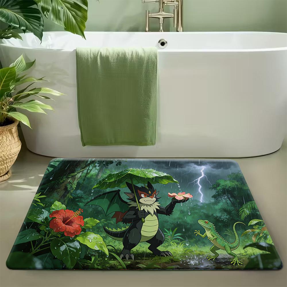 Pokemon Gengar Starry Night Art Print Non-Slip Doormat, Absorbent Floor Mat for Home Decor