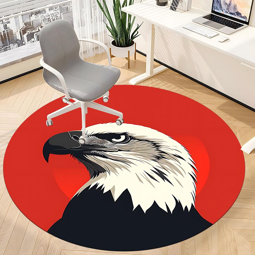 1pc Eagle Emblem Office Round Area Rug, Indoor Mat Suitable ForOffice, Under Office Chairs Bedroom Living Room Home Decor, Room Deco q105