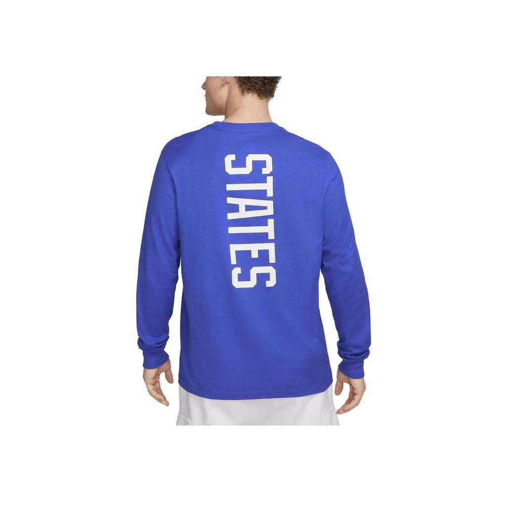 Nike Solid Color Letter Print Long Sleeve T-Shirt Men Tops Blue DH9871-452