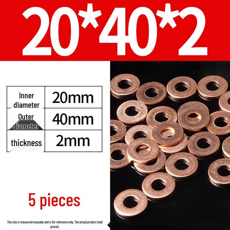 2mm Pure Red Copper Sealing Ring Marine Instrument Flat Washer