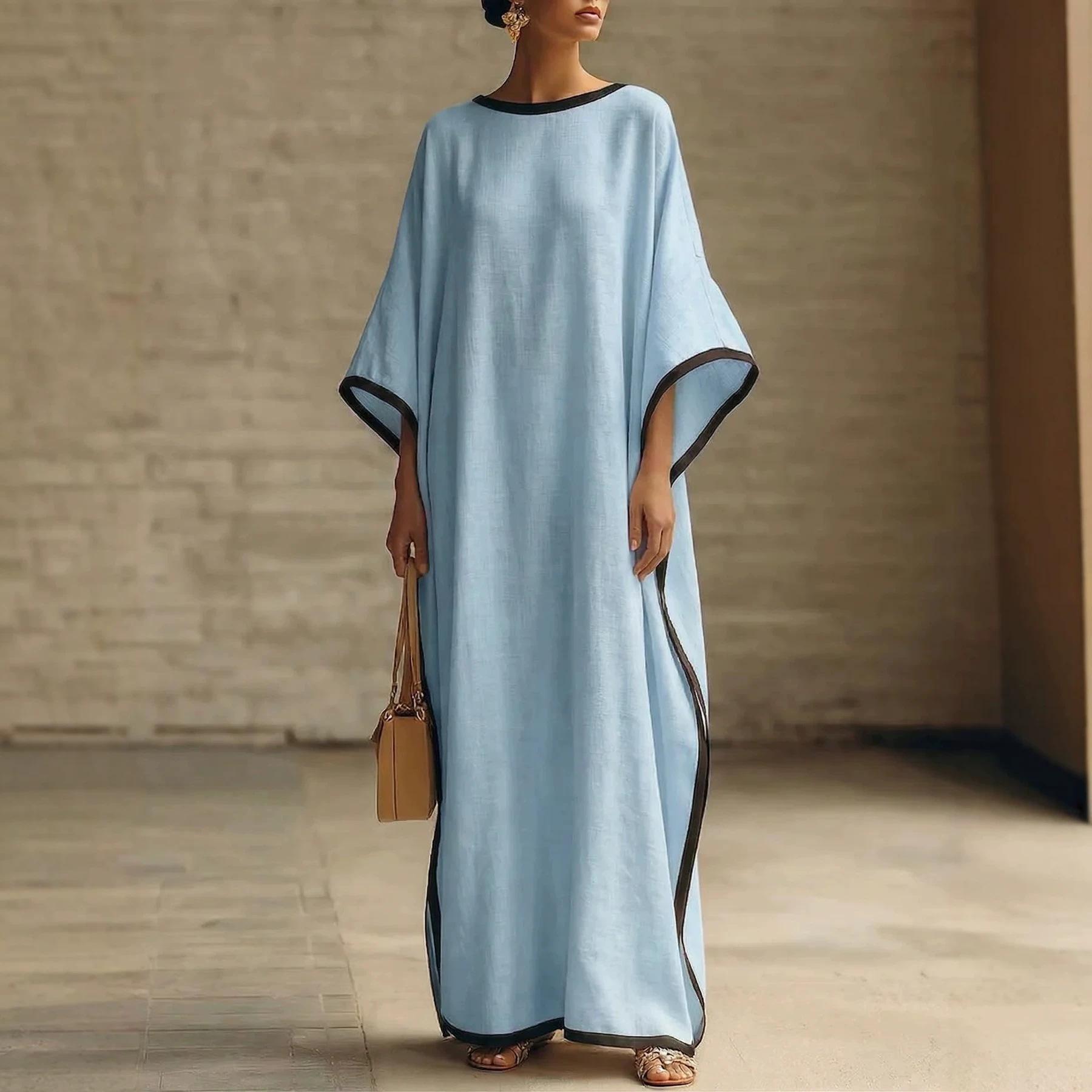 European and American Loose Casual Batwing Sleeve Long Dress M