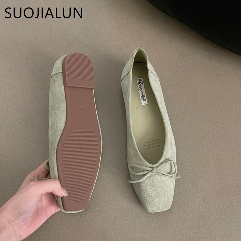 Fashion SUOJIALUN 2025 New Brand Women Flat Shoes Fashion Round Toe Shallow Slip On Boat Shoes Soft Flat Heel Outdoor Dress Single Shoes