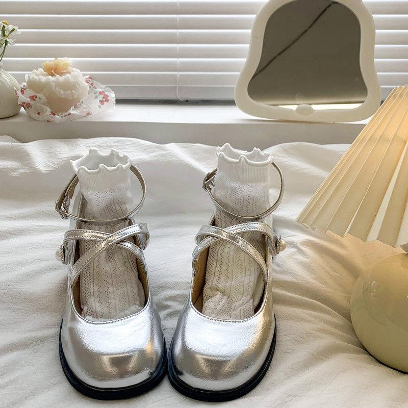 Zdroj malé kožené boty dámské Mary Jane zvýšení výšky protiskluzové