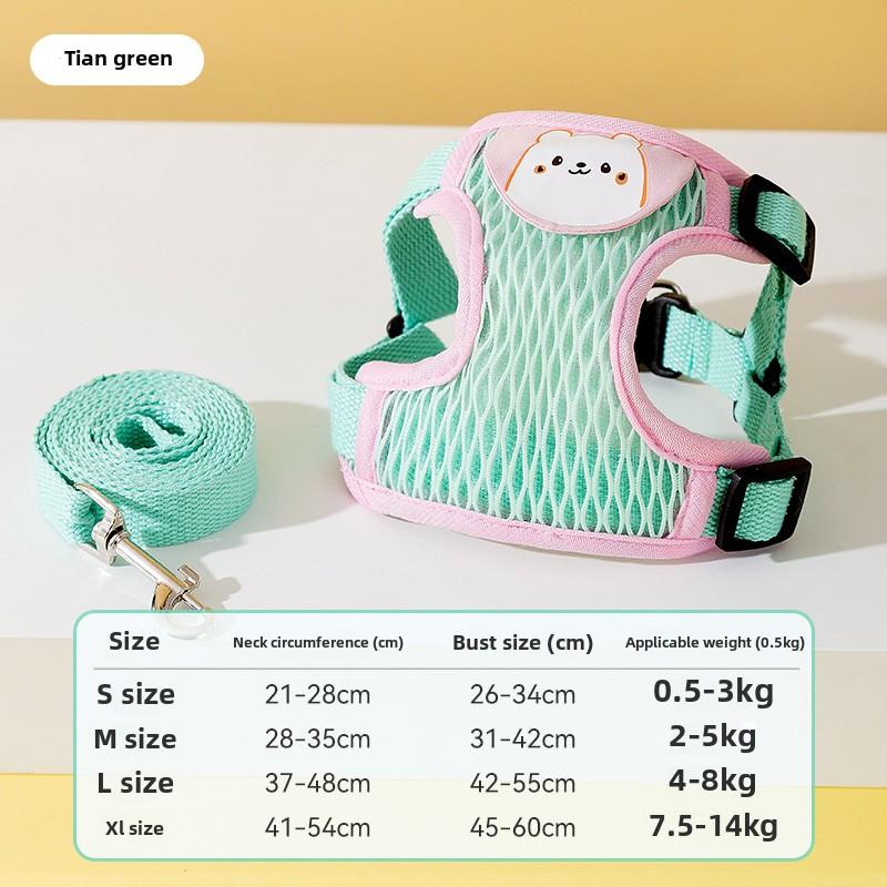 Hund Cartoon Atmungsaktive Leine Haustier Brustgurt Weste Typ Spaziergang Hundeleine Katze Aus Haustierleine Zubehör