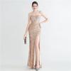 New Symphony Beads Back Strap Corset Corset Side Split Tube Top Fishbone Evening Dress