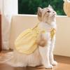 Spring and Summer Checkered Elegant Pet Dress with Flying Skirt Princess Style Pet Cat Clothing