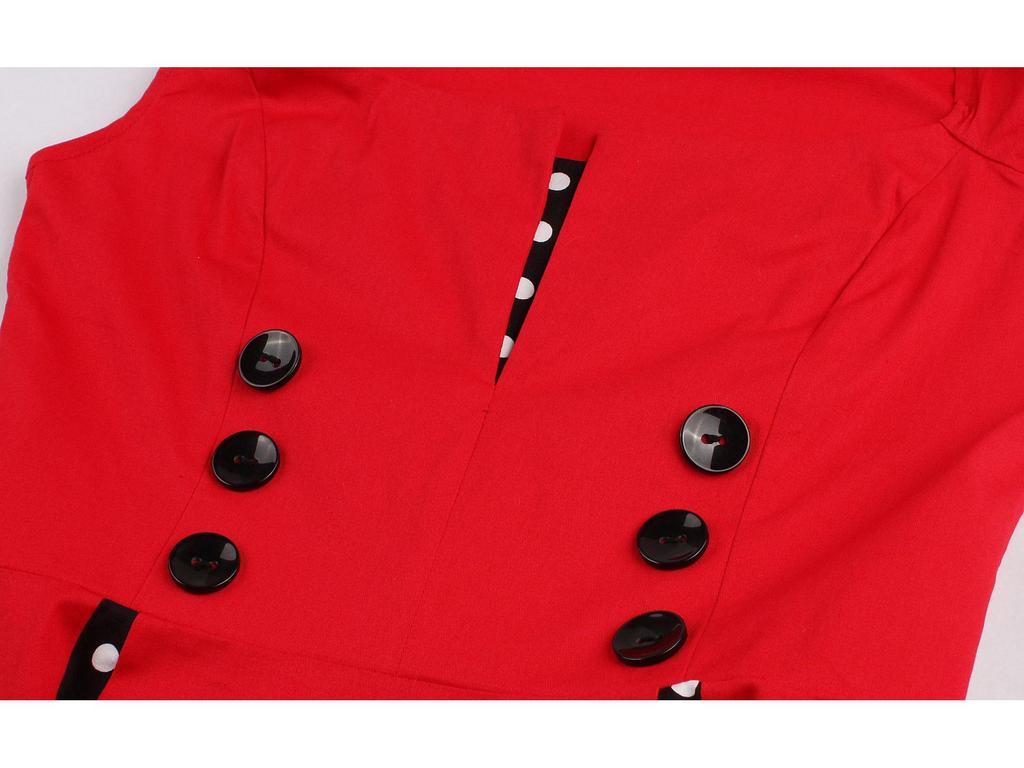 Women's Retro Gothic Red Polka Dot Swing Dress - 1950s Style