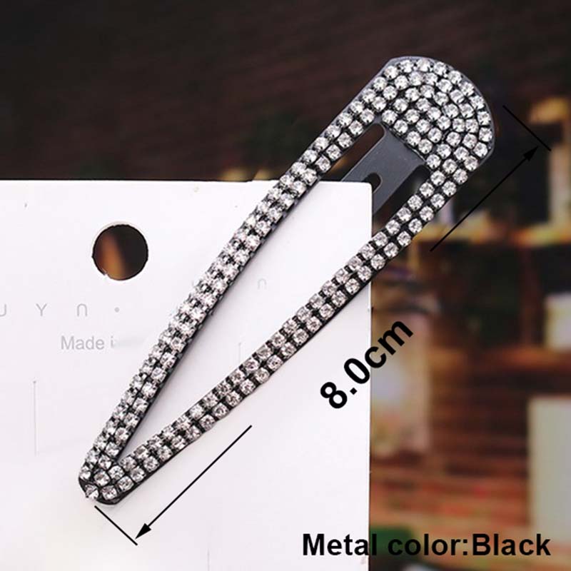 Rhinestone Crystal Snap Hair Clip Women Girls Hairgrips Party Prom Hair Jewellery Simple Hairpin