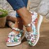 Fashion Mid Heel Wedges Pumps Spring/autumn Flowers Shoes Female 2025 High Quality Round Toe Buckle Strap Shallow Women's Shoes